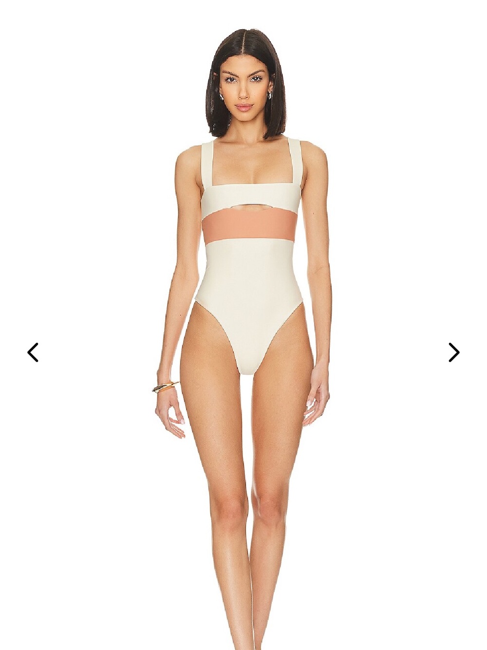 Lovers + Friends Cream and Dusty Rose Cutout One-Piece Swimsuit